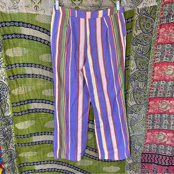 Free People La Paz Slim Crop Multicolored Striped Pants Size 6 - Picture 7 of 16